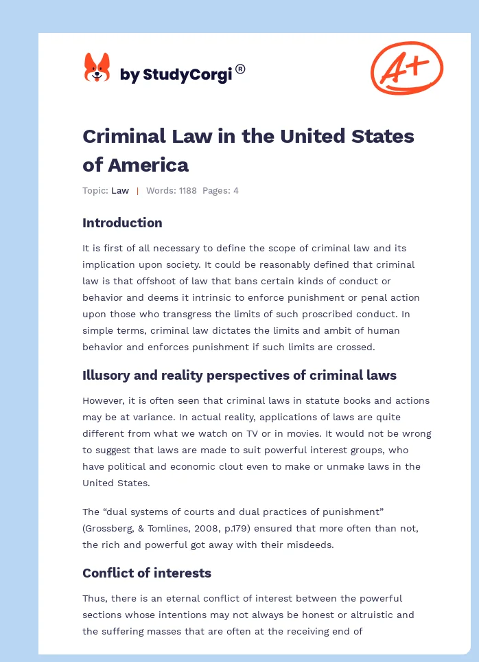 Criminal Law in the United States of America. Page 1