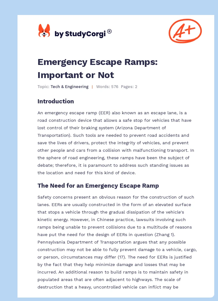Emergency Escape Ramps: Important or Not. Page 1