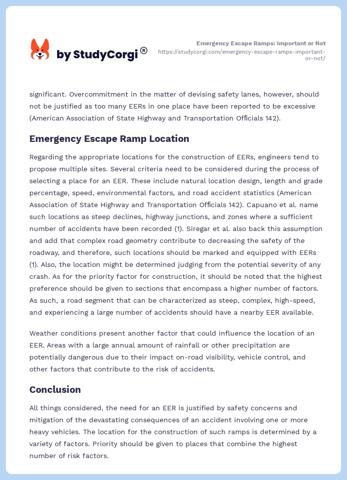 Emergency Escape Ramps: Important or Not. Page 2