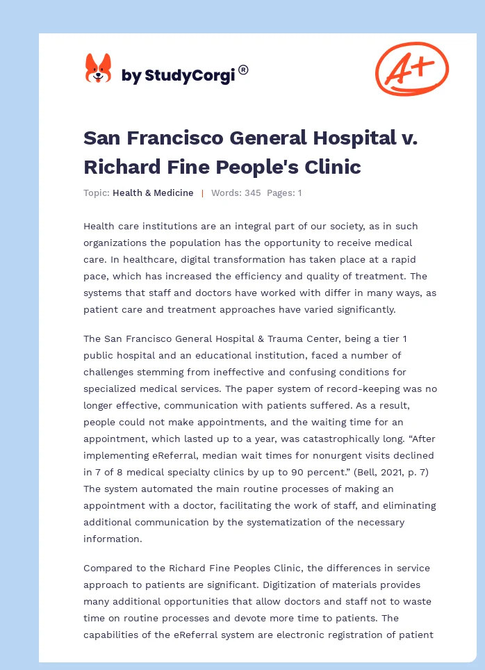 San Francisco General Hospital v. Richard Fine People's Clinic. Page 1