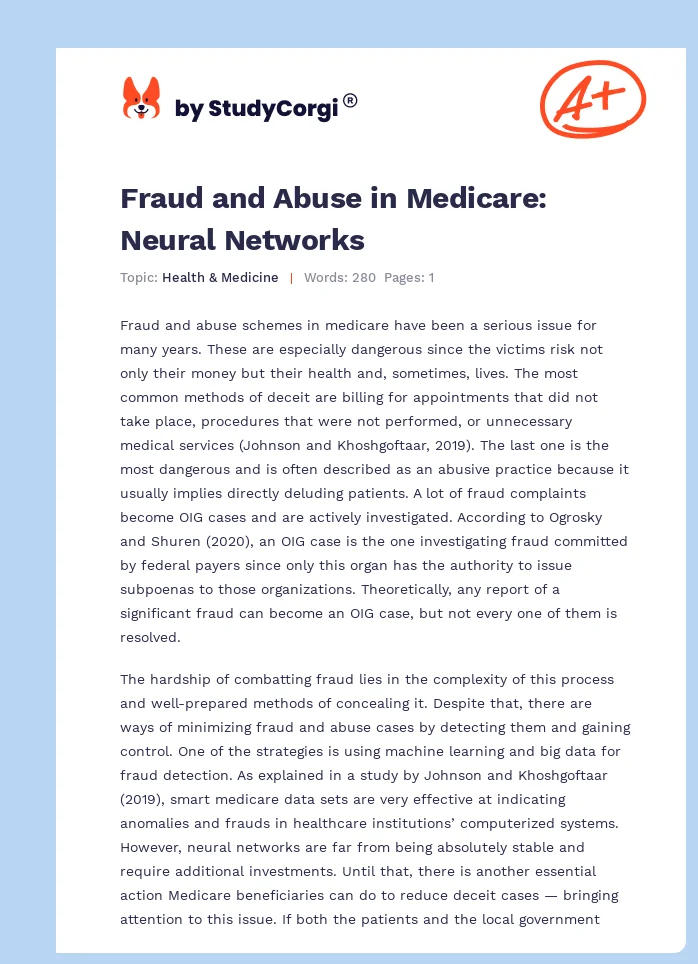 Fraud and Abuse in Medicare: Neural Networks. Page 1