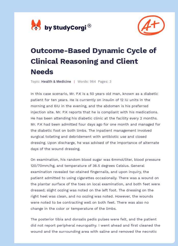 Outcome-Based Dynamic Cycle of Clinical Reasoning and Client Needs. Page 1