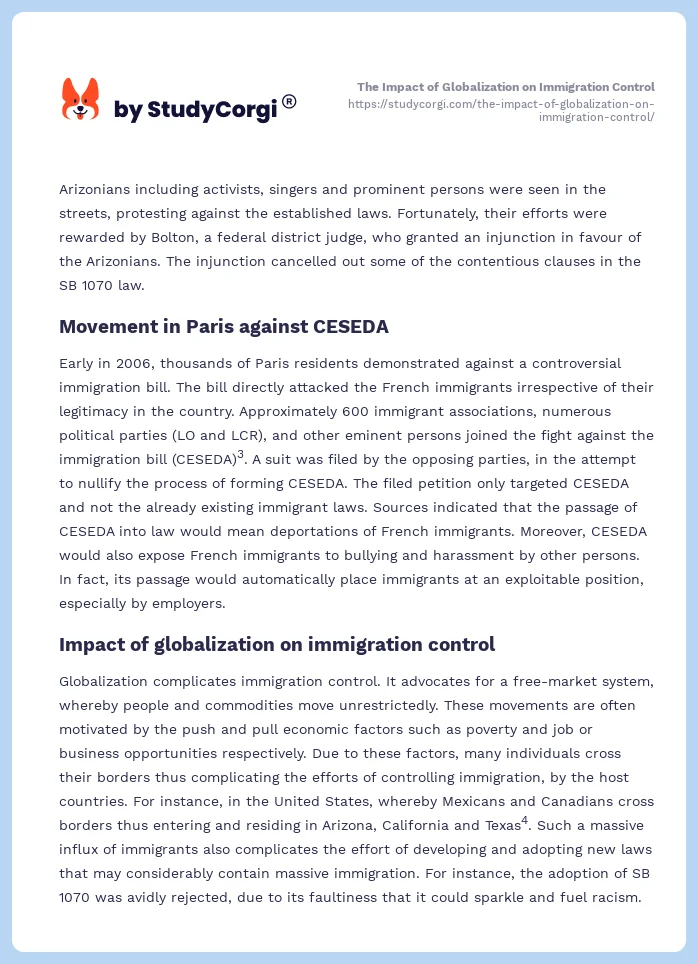 The Impact of Globalization on Immigration Control. Page 2