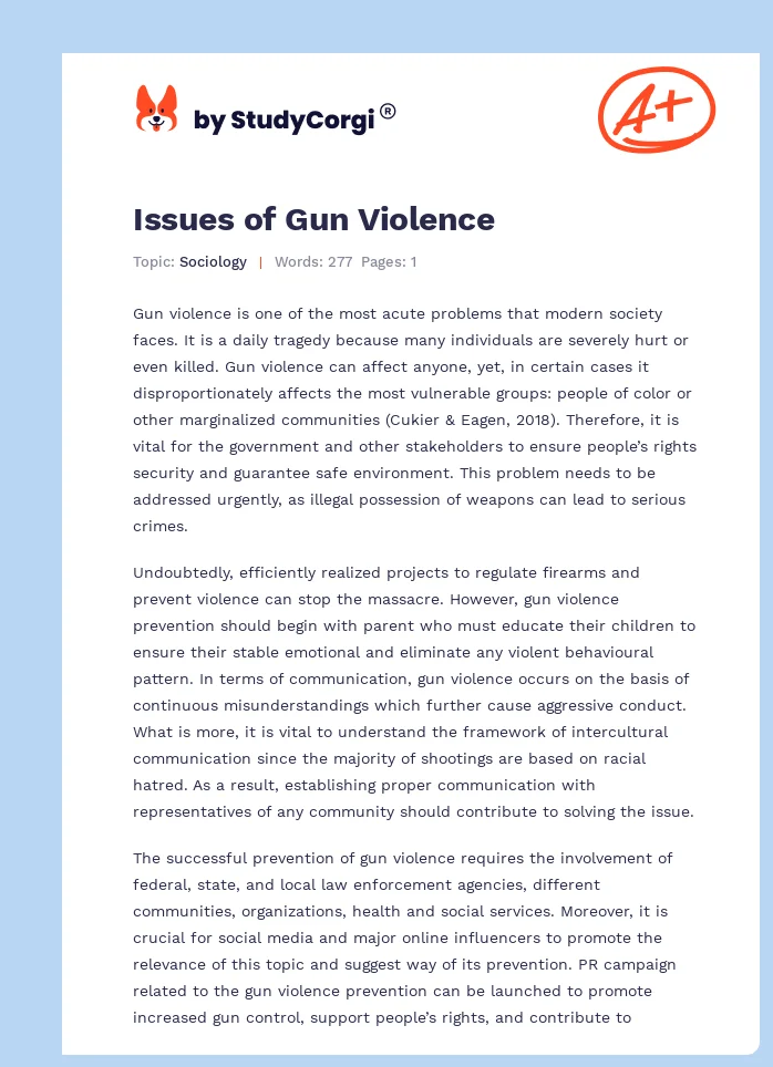 Issues of Gun Violence. Page 1