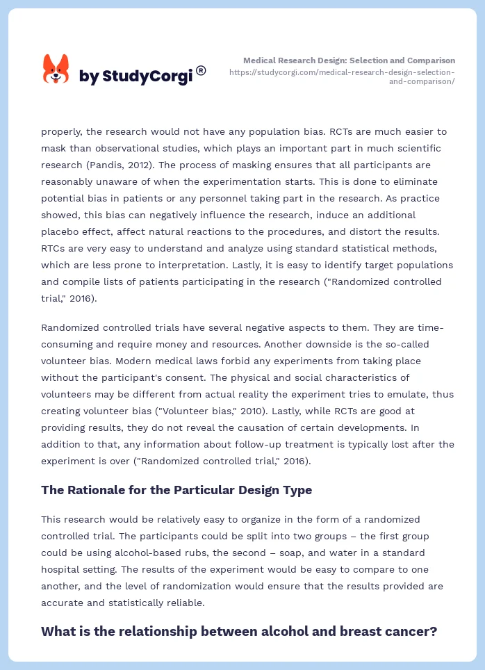Medical Research Design: Selection and Comparison. Page 2