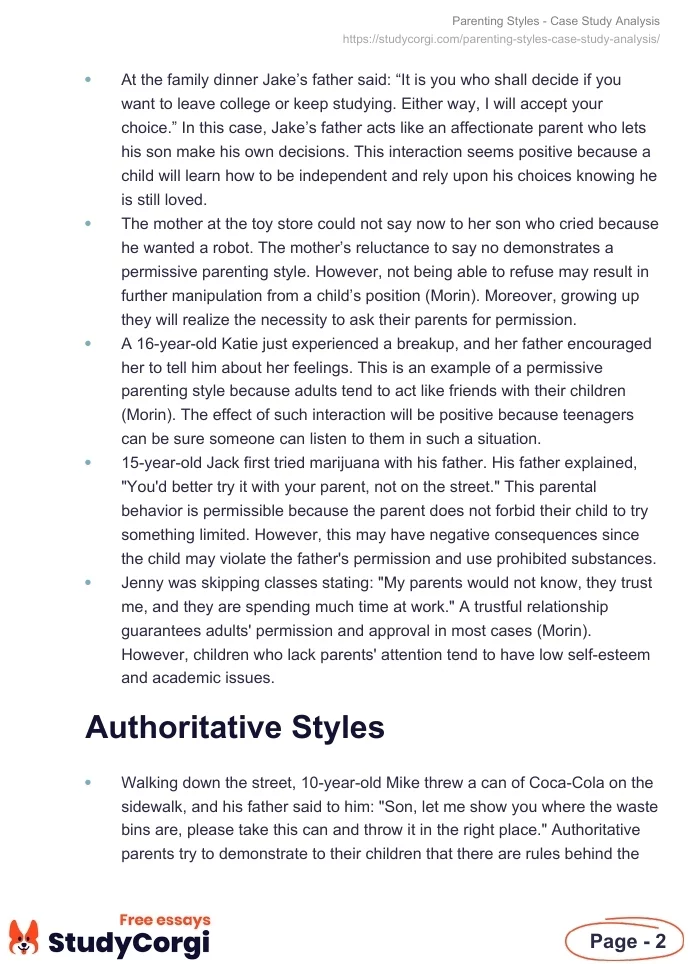 Parenting Styles - Case Study Analysis. Page 2