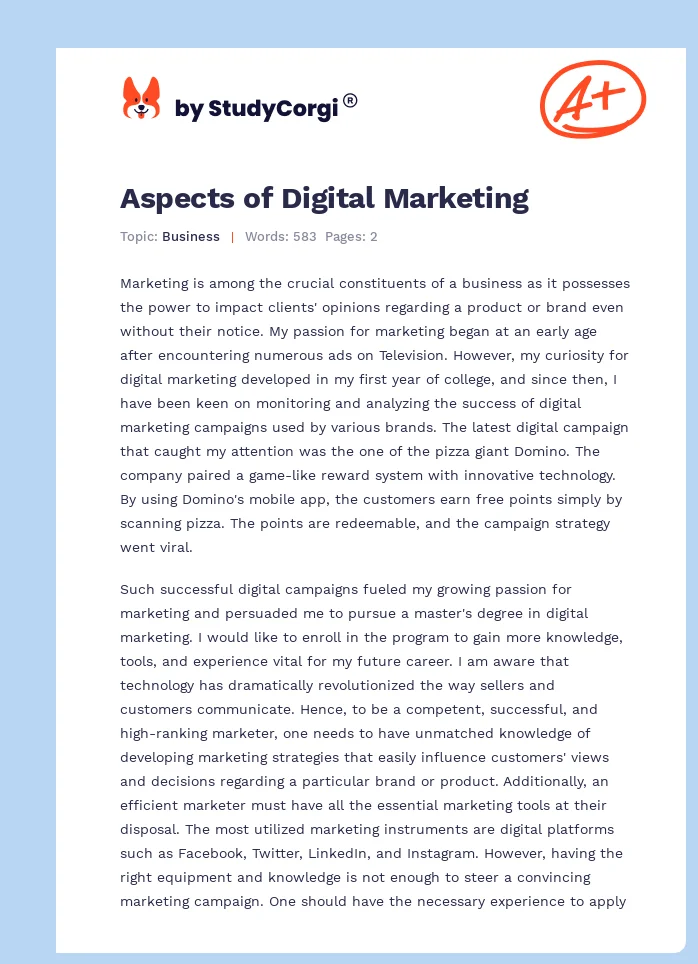 Aspects of Digital Marketing. Page 1