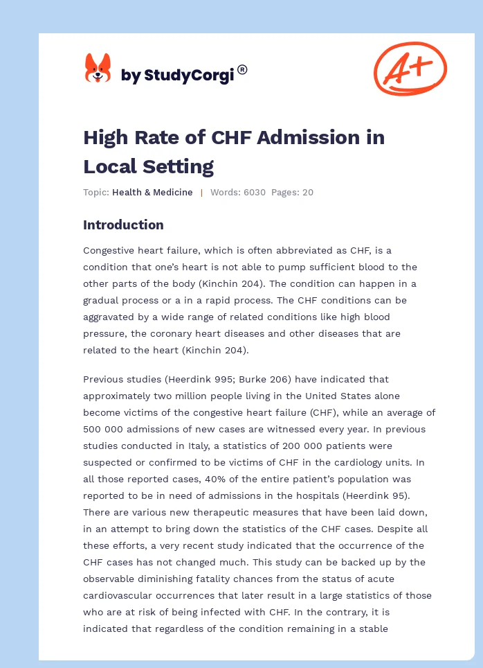 High Rate of CHF Admission in Local Setting. Page 1
