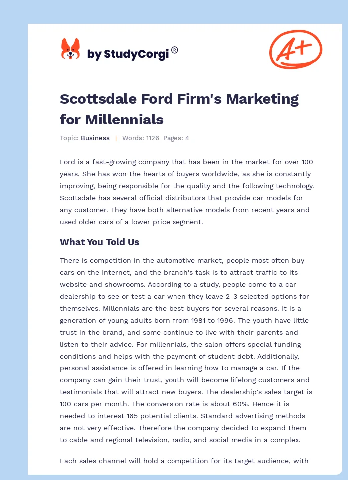 Scottsdale Ford Firm's Marketing for Millennials. Page 1
