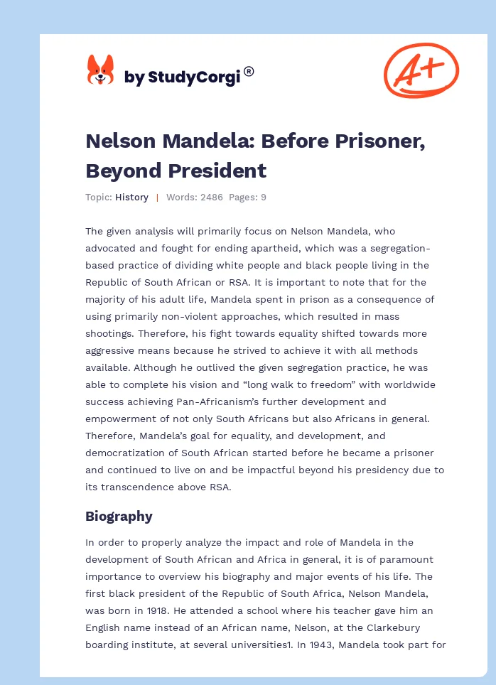 Nelson Mandela: Before Prisoner, Beyond President. Page 1