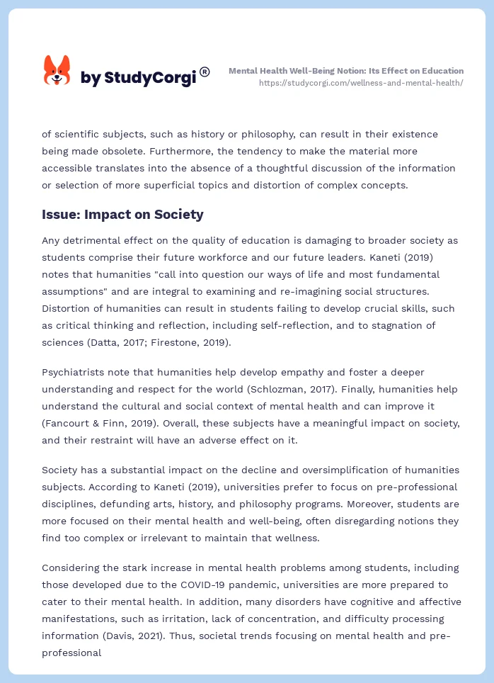 Mental Health Well-Being Notion: Its Effect on Education. Page 2