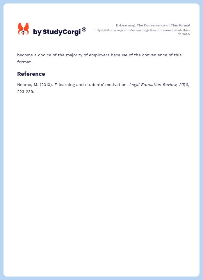 E-Learning: The Convenience of This Format. Page 2