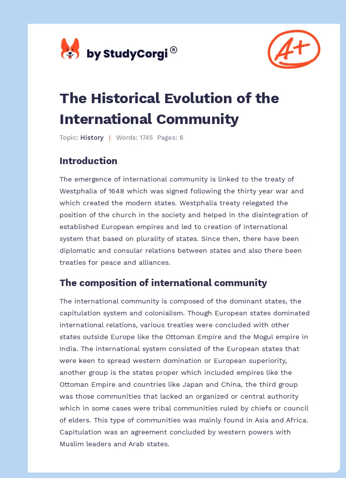 The Historical Evolution of the International Community. Page 1