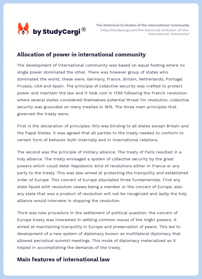 The Historical Evolution of the International Community. Page 2