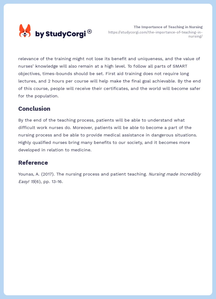 The Importance of Teaching in Nursing. Page 2