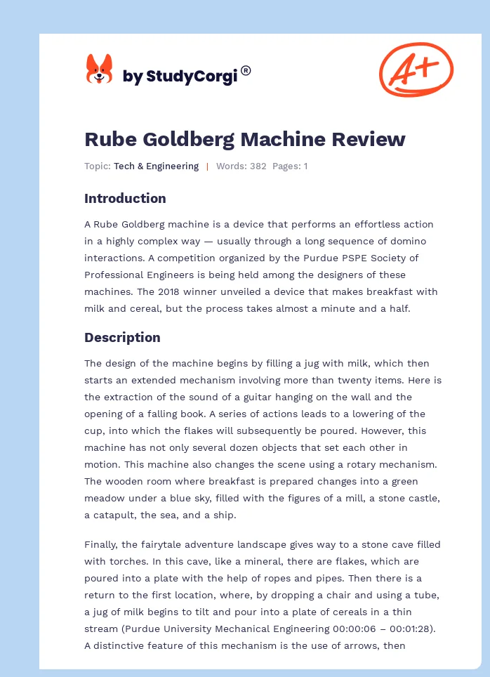 Rube Goldberg Machine Review. Page 1
