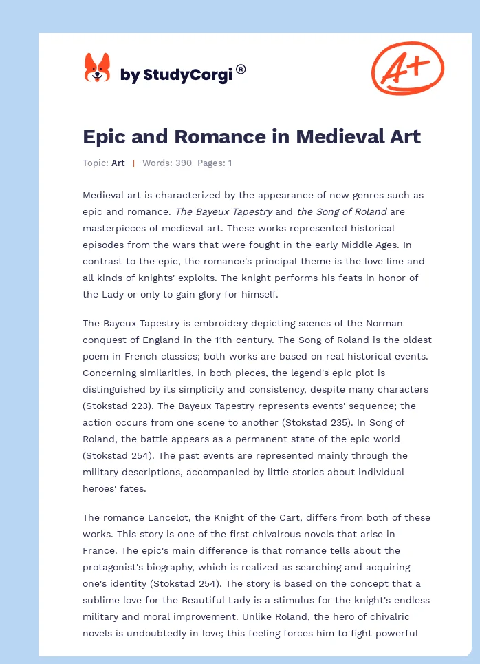Epic and Romance in Medieval Art. Page 1