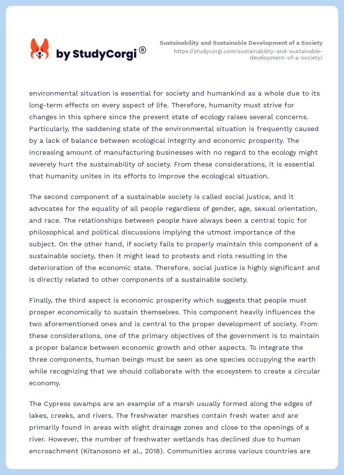 Sustainability and Sustainable Development of a Society. Page 2