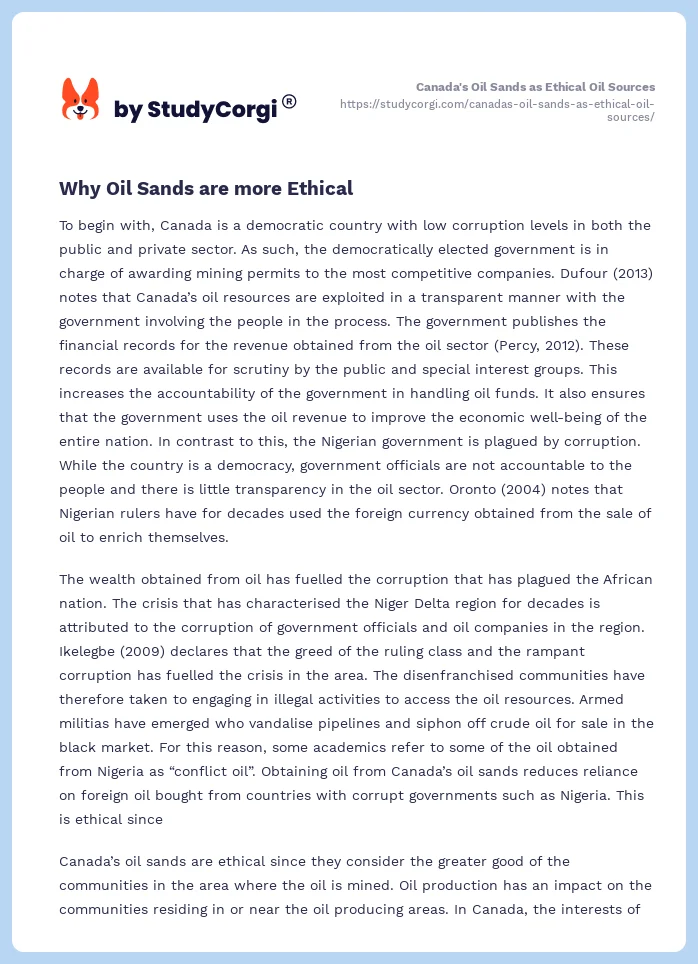 Canada's Oil Sands as Ethical Oil Sources. Page 2