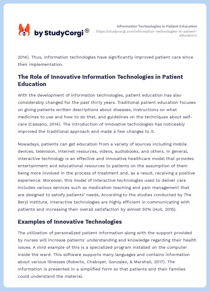 Information Technologies in Patient Education. Page 2