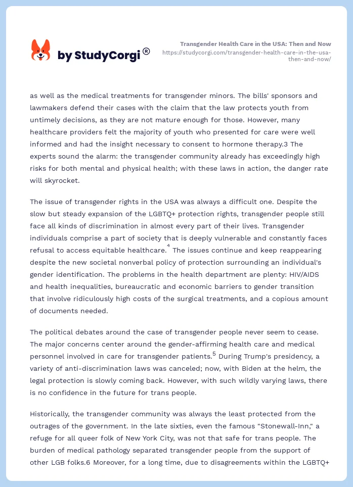 Transgender Health Care in the USA: Then and Now. Page 2