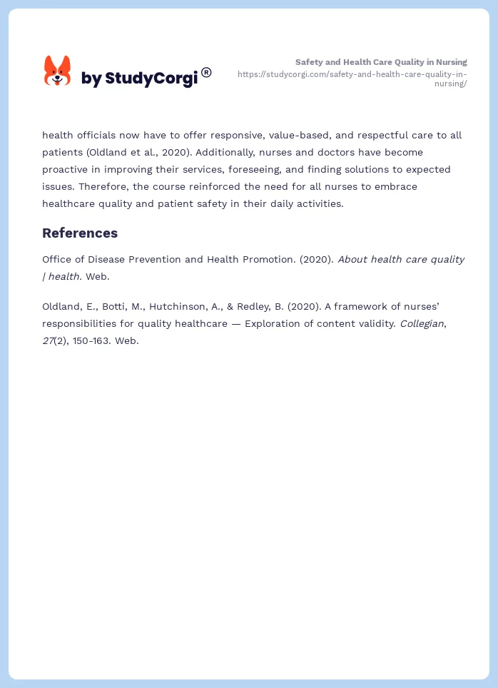 Safety and Health Care Quality in Nursing. Page 2