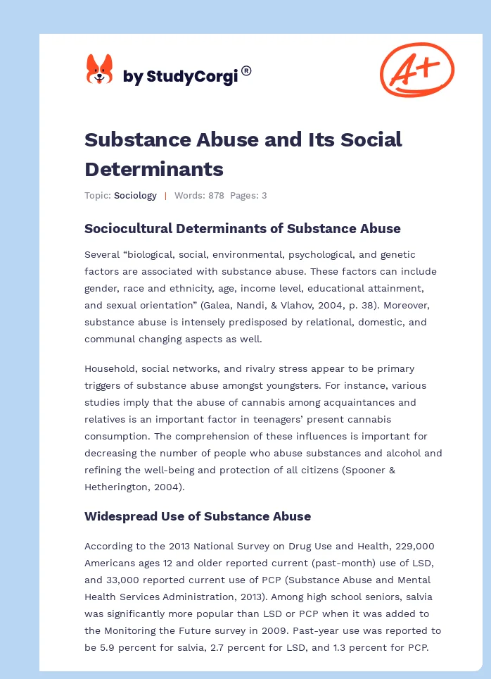 Substance Abuse and Its Social Determinants. Page 1