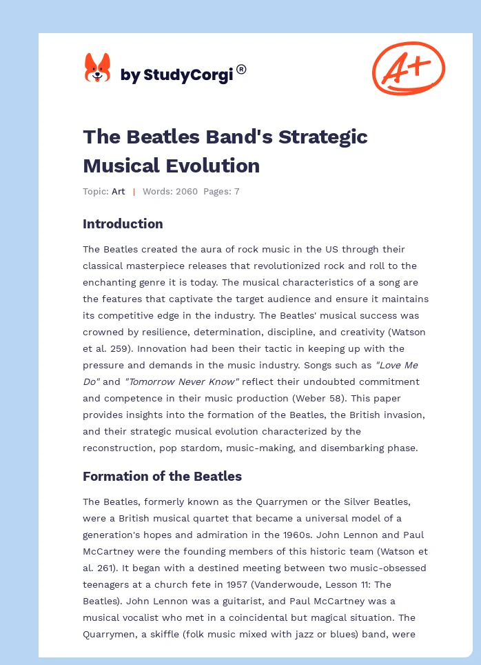 The Beatles Band's Strategic Musical Evolution. Page 1