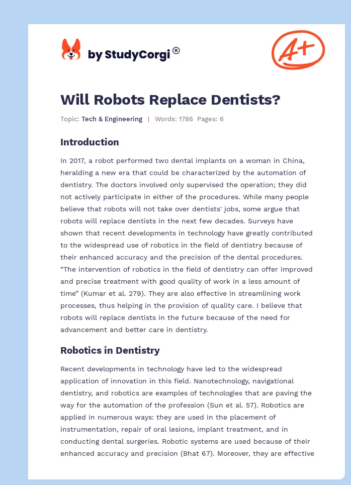 Will Robots Replace Dentists?. Page 1