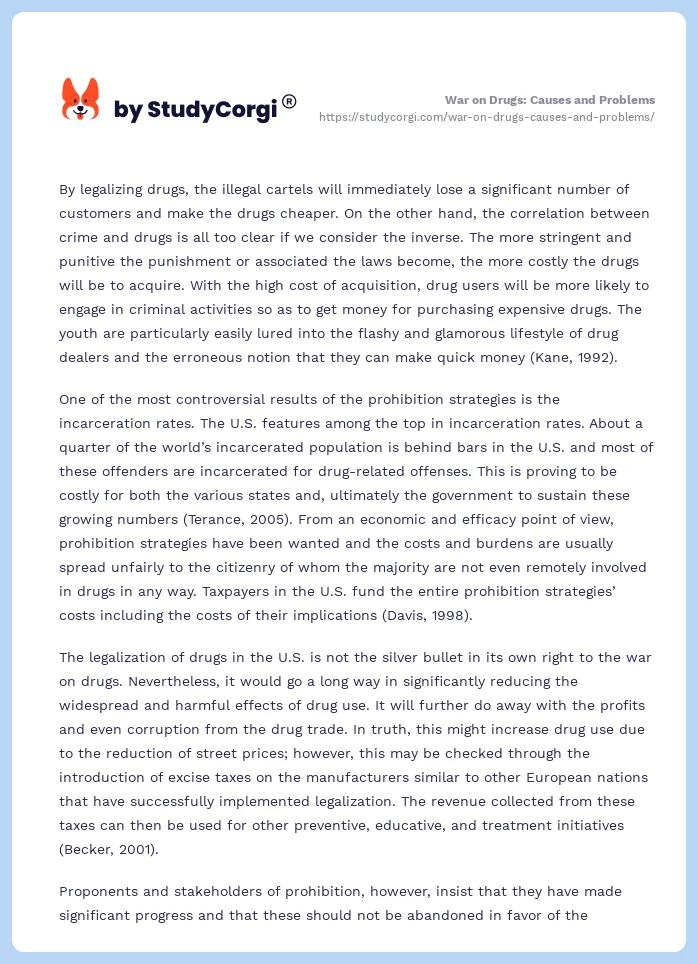 War on Drugs: Causes and Problems. Page 2