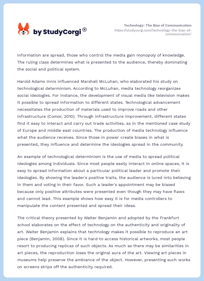 Technology: The Bias of Communication. Page 2
