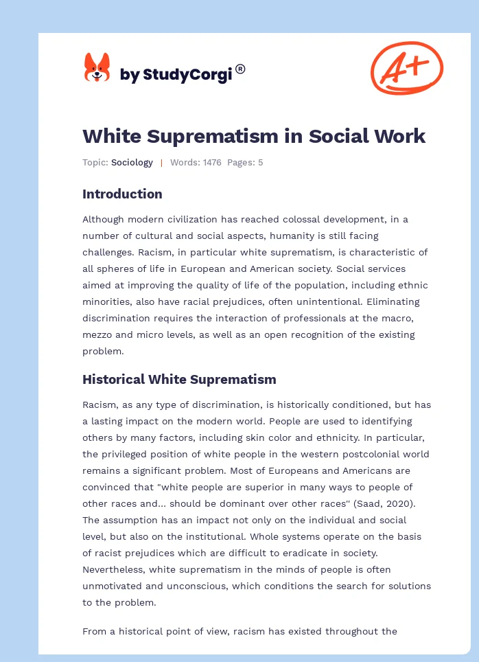 White Suprematism in Social Work. Page 1