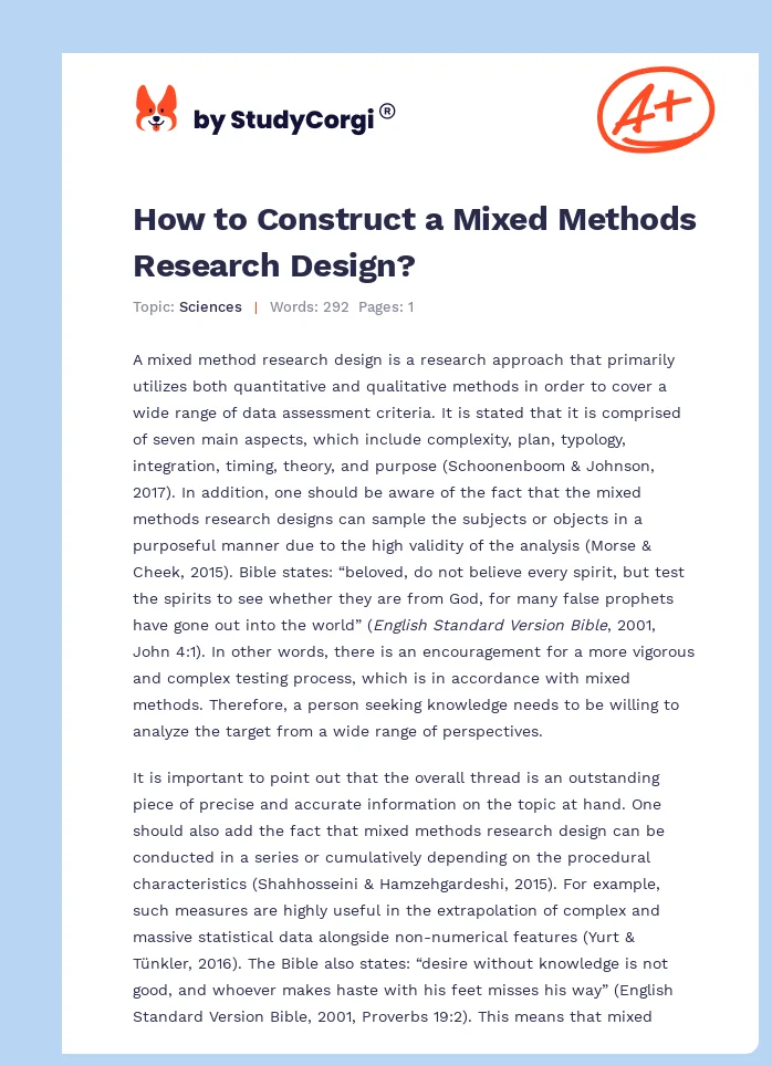 How to Construct a Mixed Methods Research Design?. Page 1