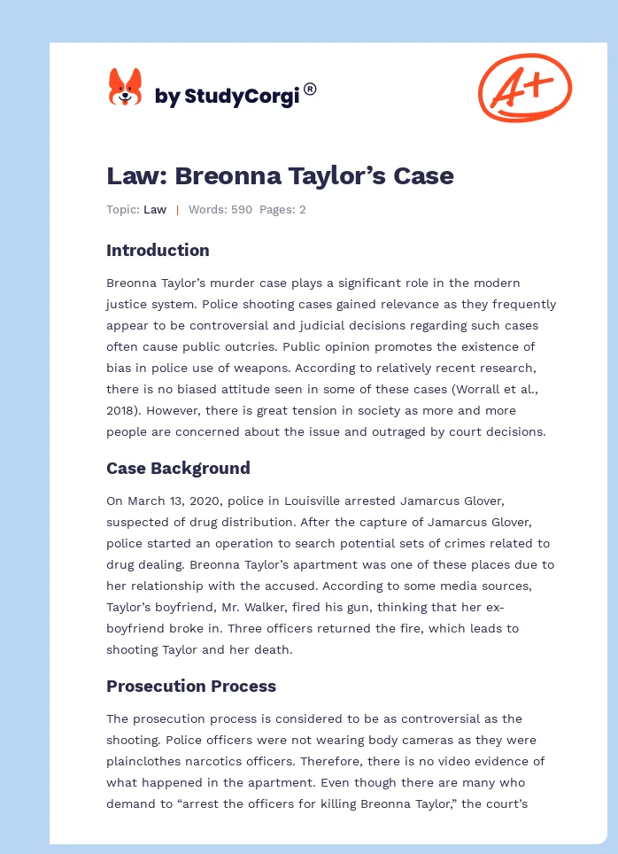 Law: Breonna Taylor’s Case. Page 1