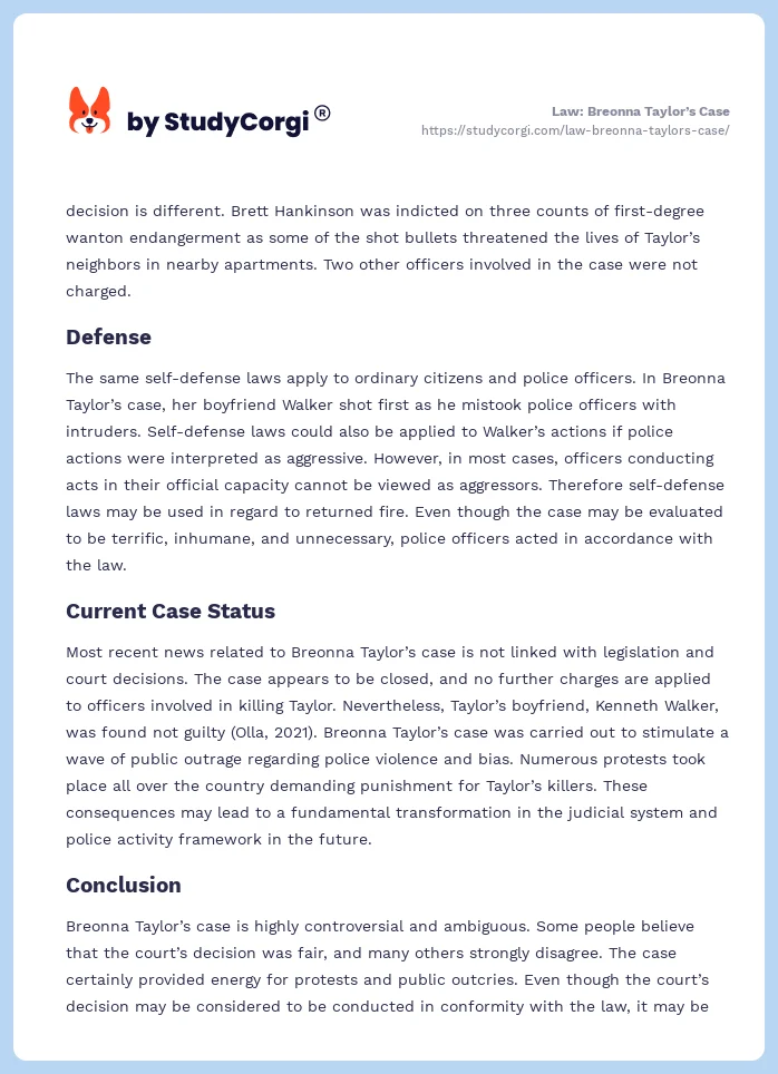 Law: Breonna Taylor’s Case. Page 2