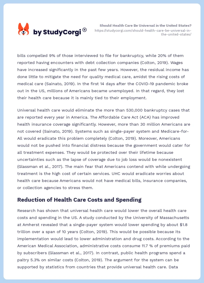 Should Health Care Be Universal in the United States?. Page 2