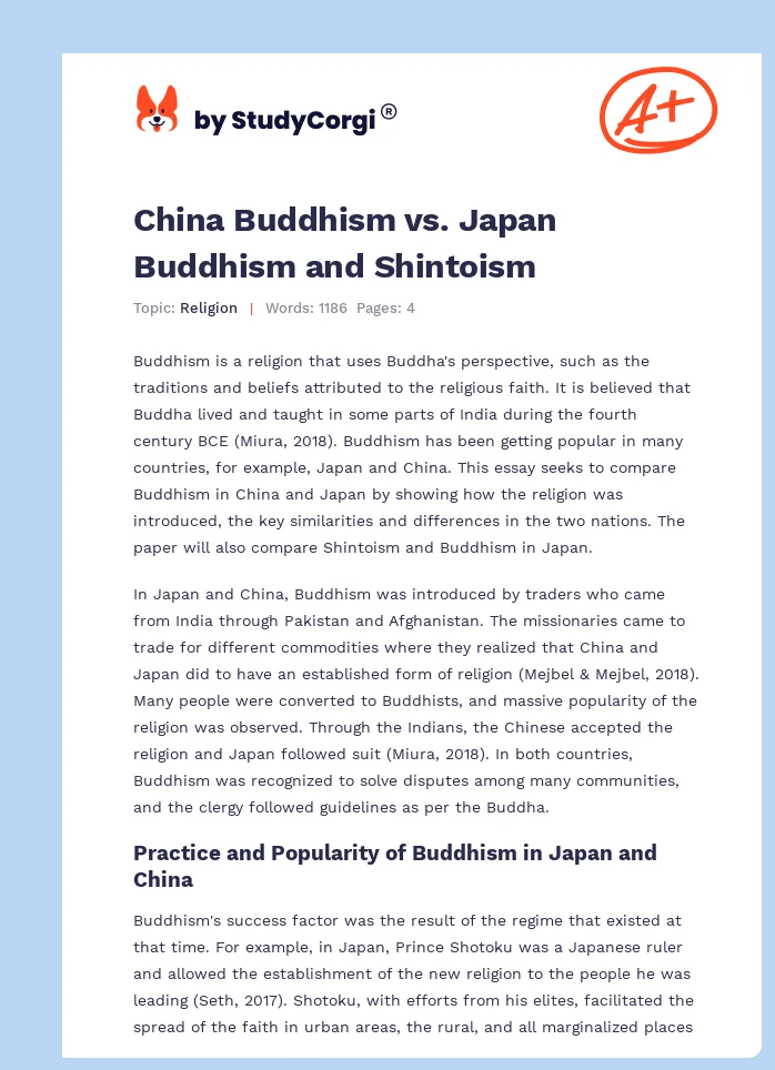 China Buddhism vs. Japan Buddhism and Shintoism. Page 1