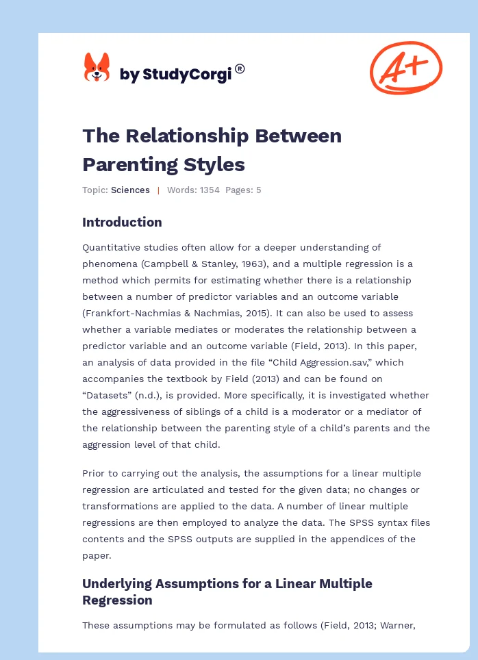 The Relationship Between Parenting Styles. Page 1