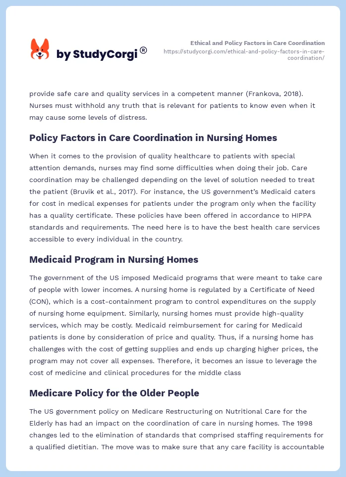 Ethical and Policy Factors in Care Coordination. Page 2