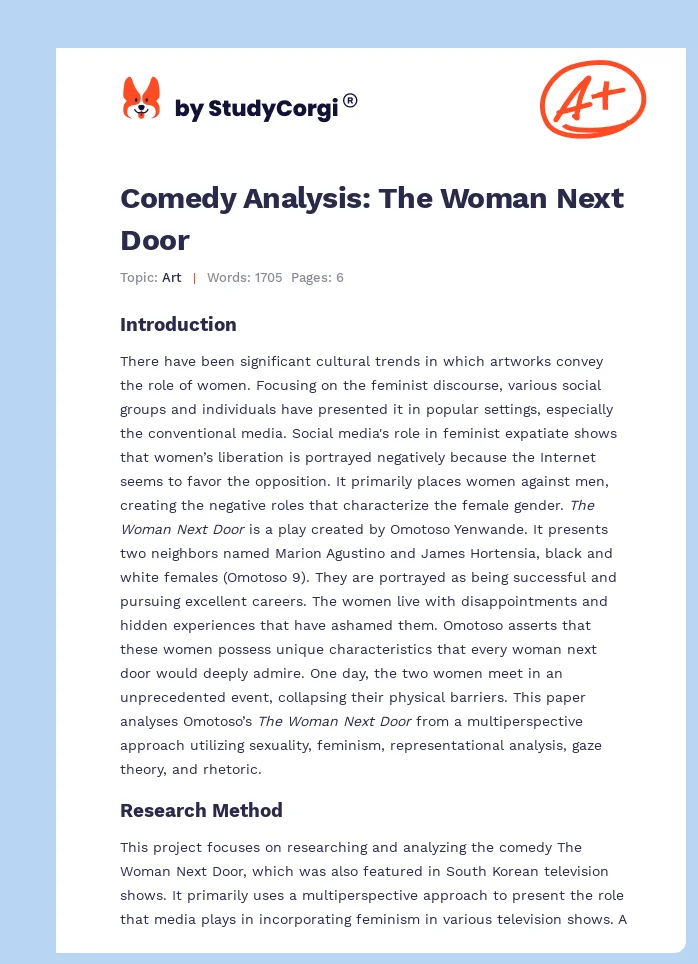 Comedy Analysis: The Woman Next Door. Page 1