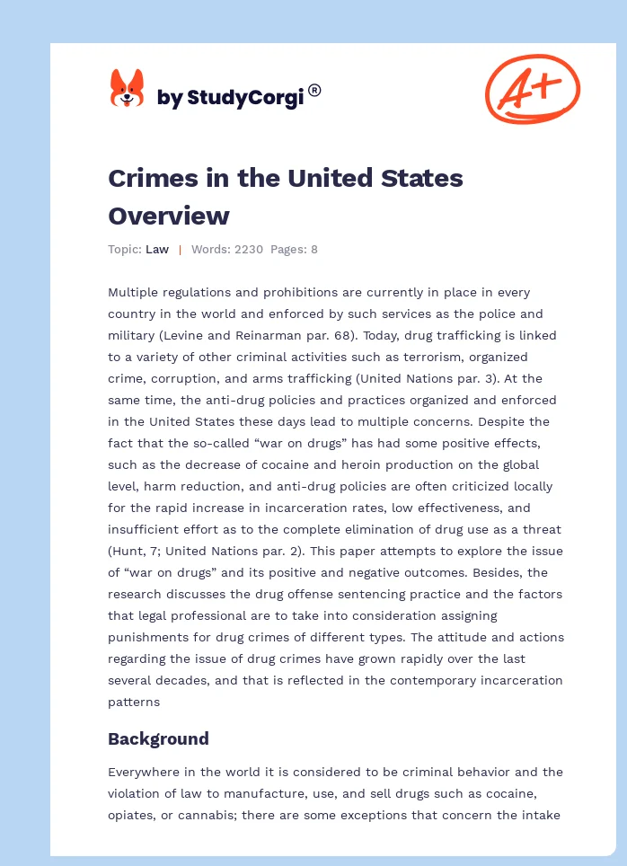 Crimes in the United States Overview. Page 1