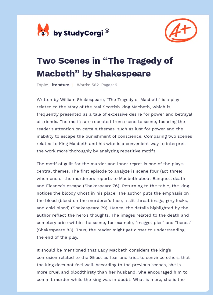 Two Scenes in “The Tragedy of Macbeth” by Shakespeare. Page 1