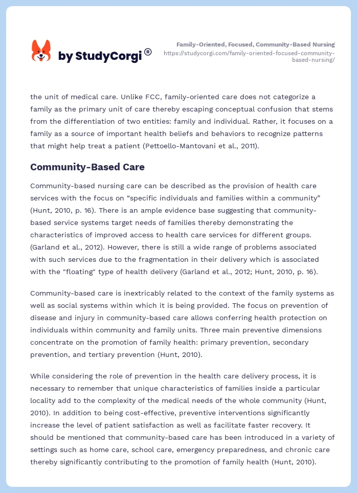 Family-Oriented, Focused, Community-Based Nursing. Page 2