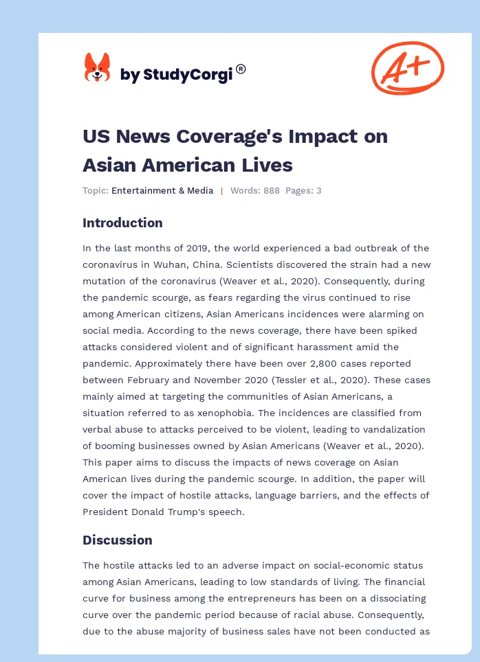 US News Coverage's Impact on Asian American Lives. Page 1