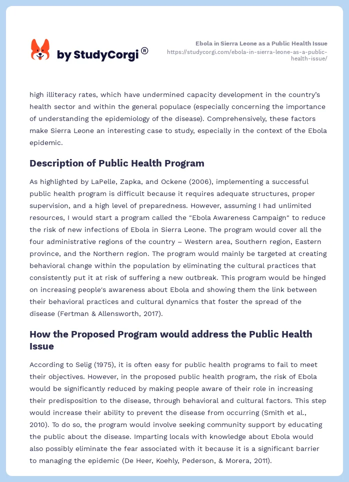 Ebola in Sierra Leone as a Public Health Issue. Page 2