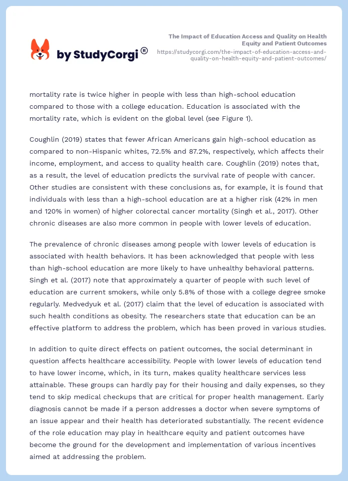 The Impact of Education Access and Quality on Health Equity and Patient Outcomes. Page 2