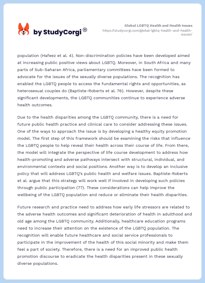 Global LGBTQ Health and Health Issues. Page 2