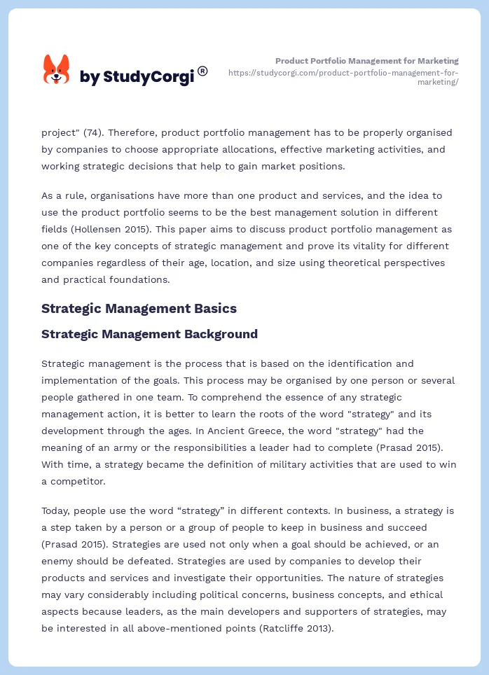 Product Portfolio Management for Marketing. Page 2