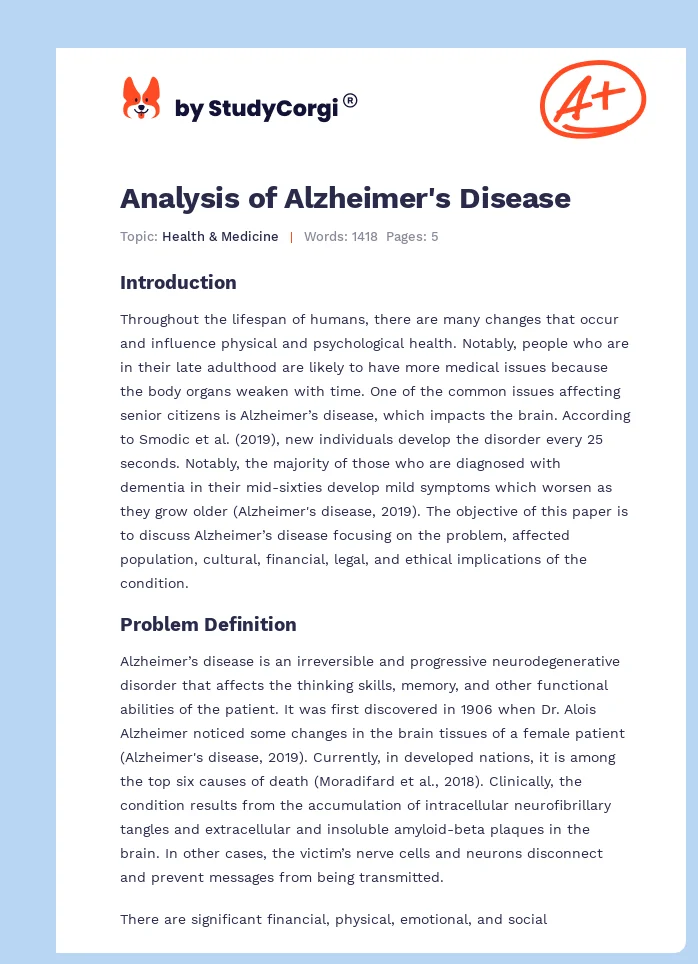 Analysis of Alzheimer's Disease. Page 1