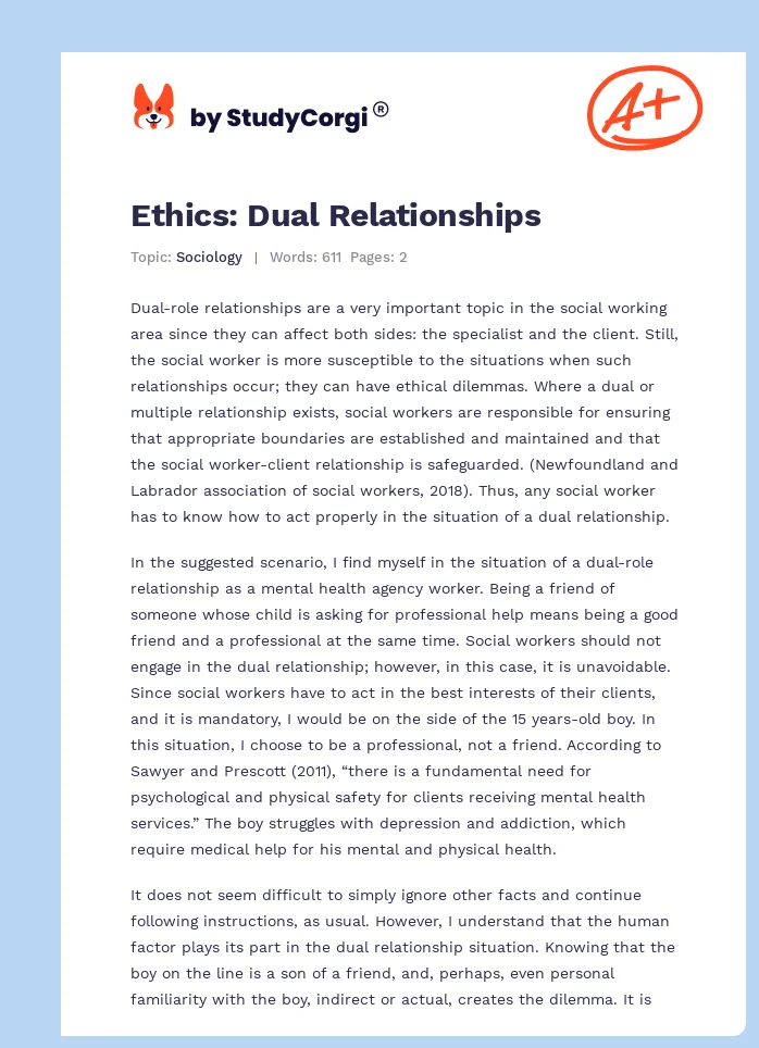 Ethics: Dual Relationships. Page 1